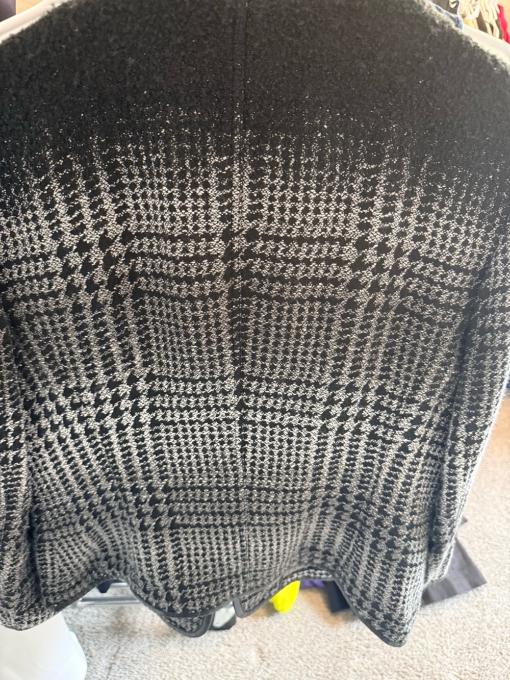 Lafayette 148 New York Black and Gray Plaid Wool Blend Jacket